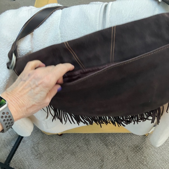 Vintage Polo Ralph Lauren Bag /Suede/Fringed/Saddlebag Style/Chocolate Brown - Picture 5 of 10